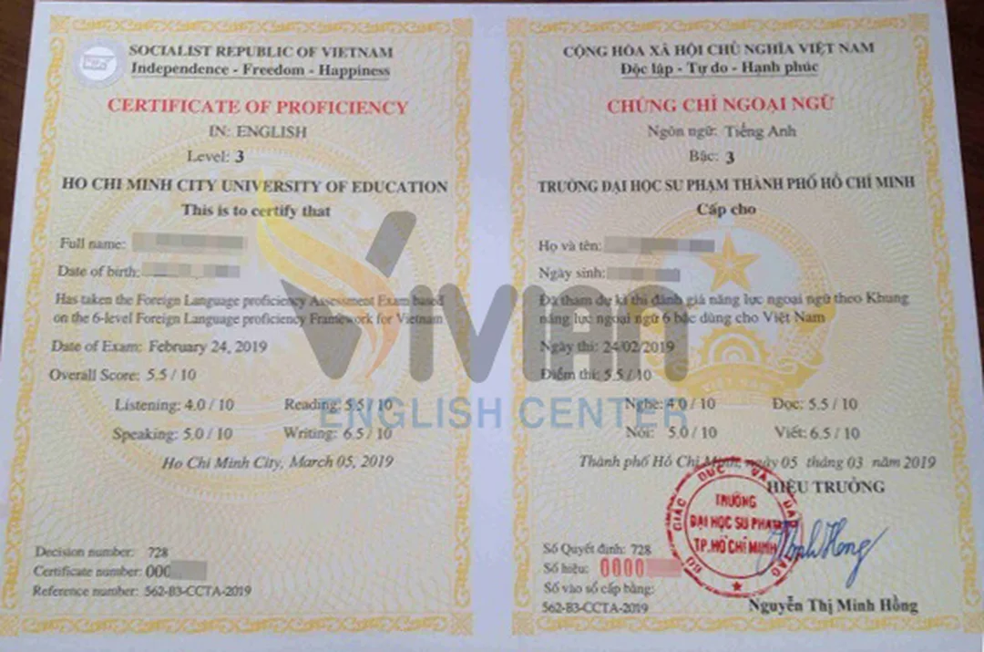 chứng chỉ b1 tiếng anh vstep do trường đại học cấp