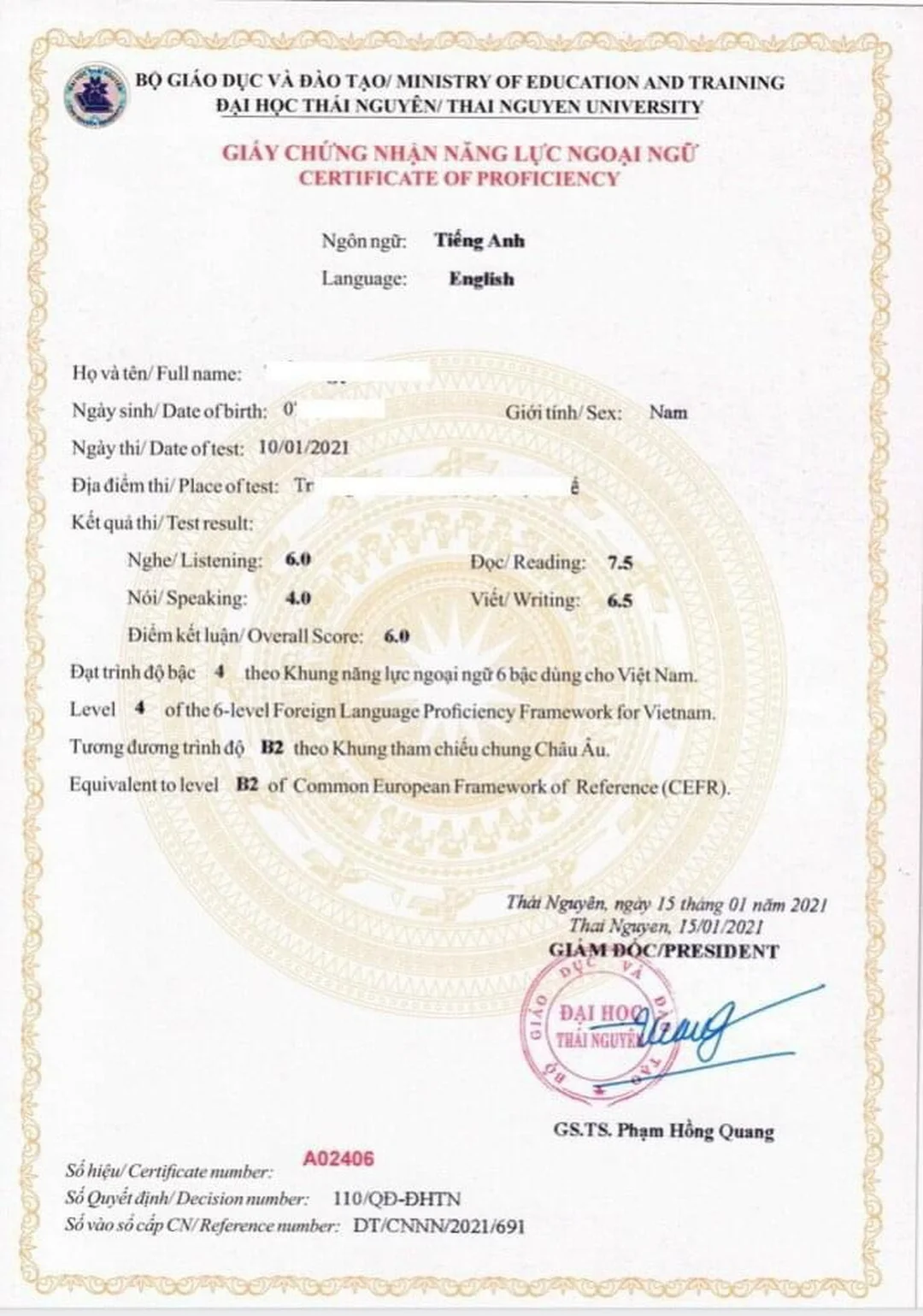 Mẫu giấy chứng nhận năng lực tiếng Anh B2 chứng chỉ b2 đại học ngoại ngữ mẫu giấy chứng nhận B2