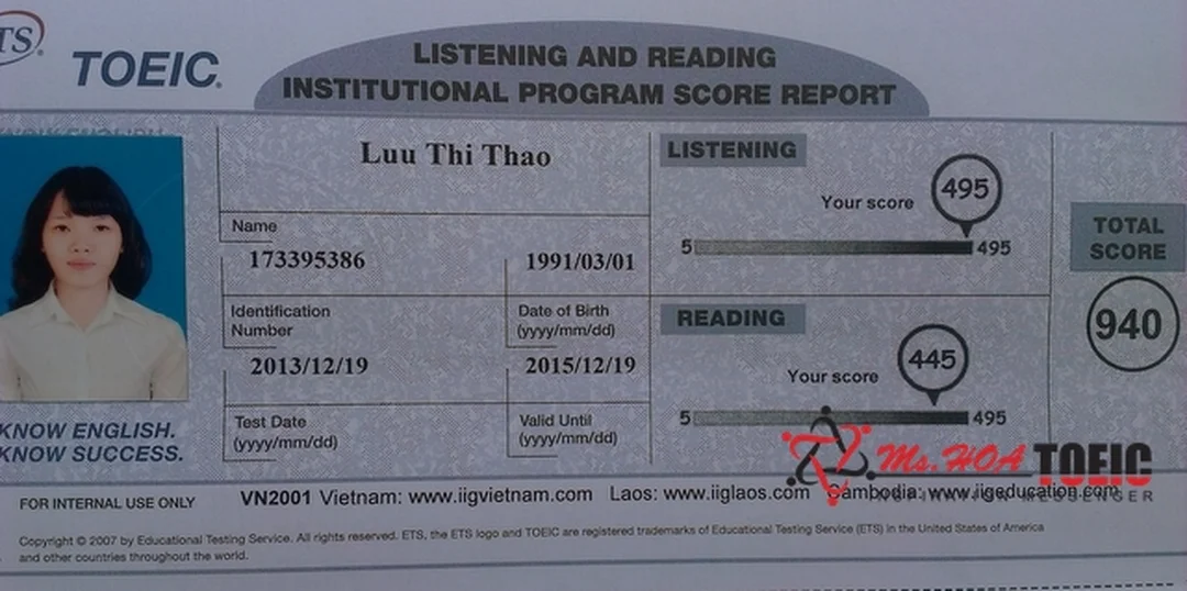 Hình ảnh vinh danh học viên đạt chứng chỉ tiếng Anh TOEIC