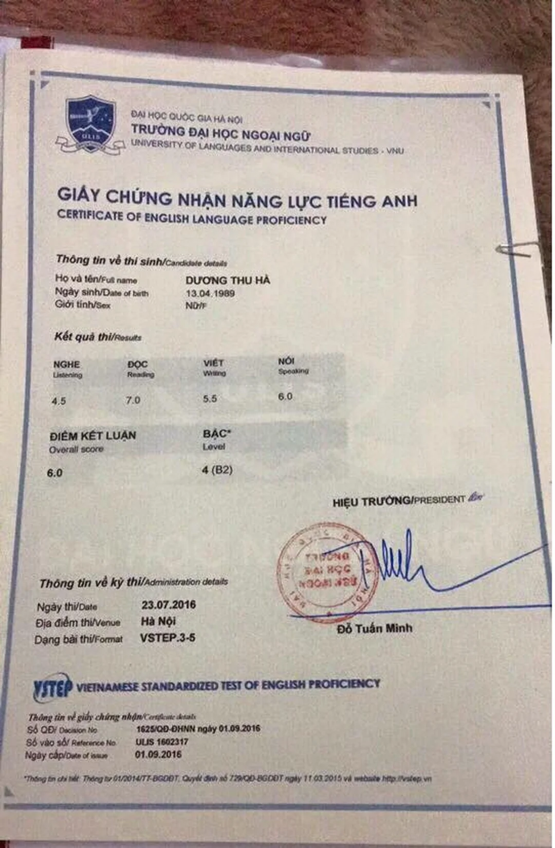 mẫu chứng chỉ b2 khung châu âu Mẫu minh họa chứng chỉ b2 khung châu âu cần kiểm tra đơn vị cấp