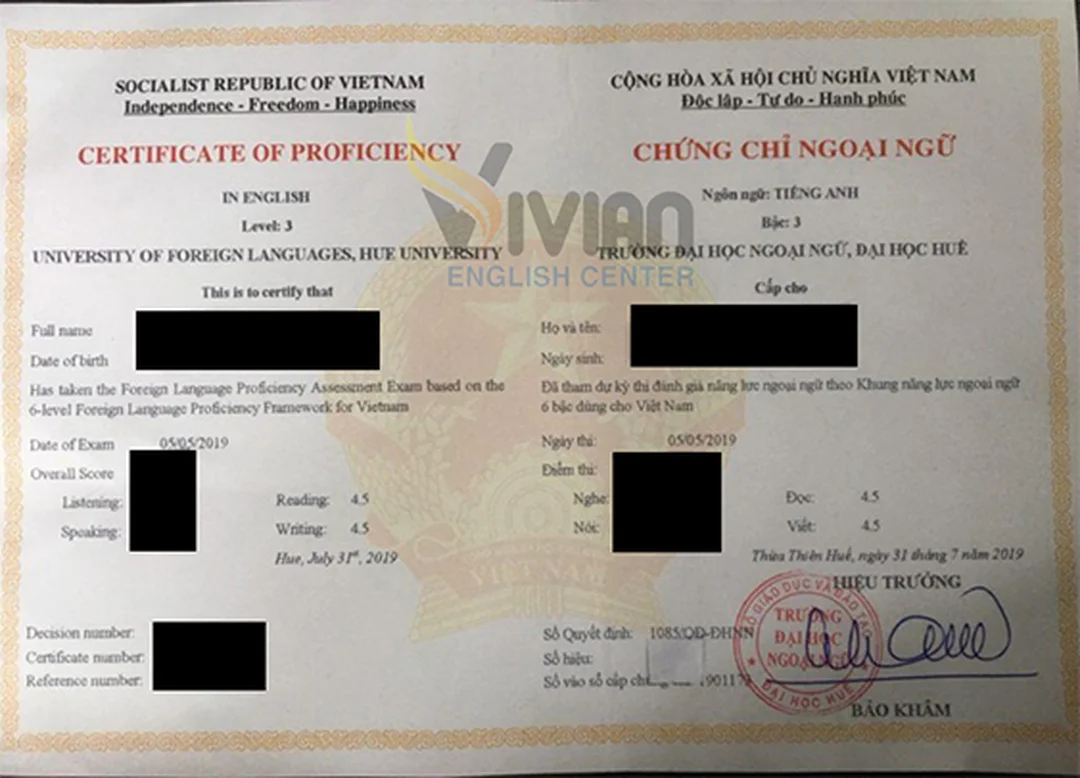 Mẫu chứng chỉ tiếng Anh B1 Đại học Huế thi chứng chỉ b1 đại học ngoại ngữ huế mẫu chứng chỉ tiếng Anh