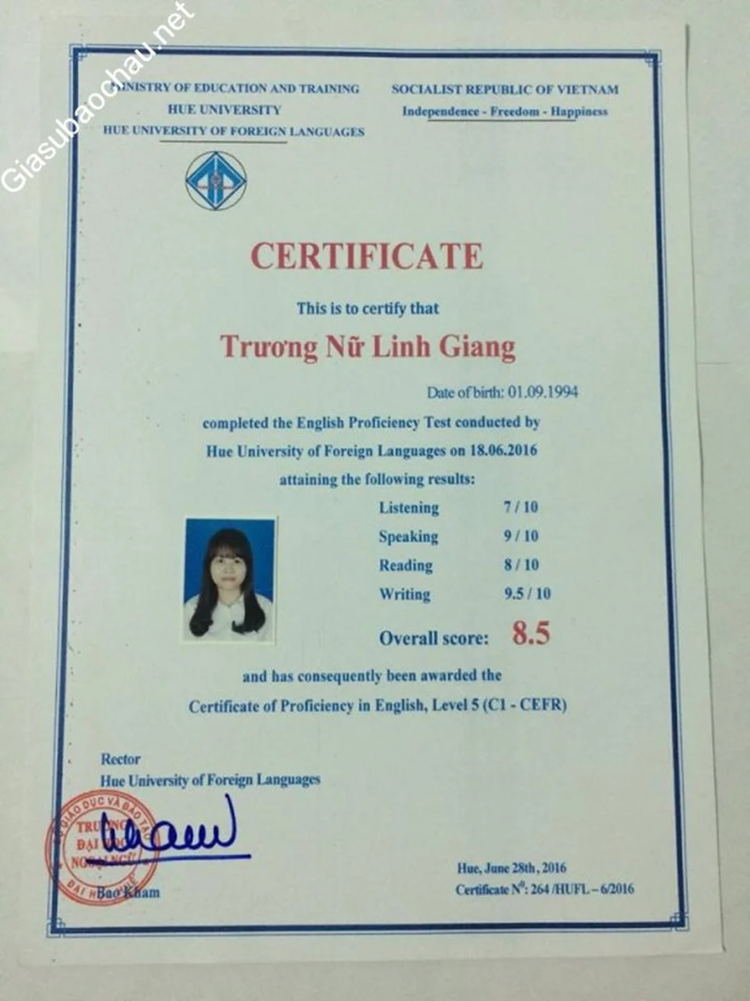 Chứng chỉ và chứng nhận tiếng Anh B1 thi chứng chỉ b1 đại học ngoại ngữ huế và mẫu giấy chứng nhận ngoại ngữ