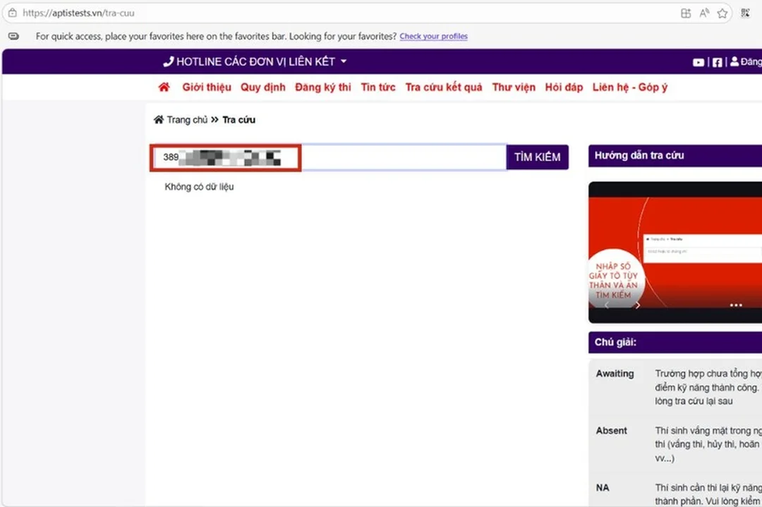 tra cứu điểm thi Aptis online trên hệ thống chính thức