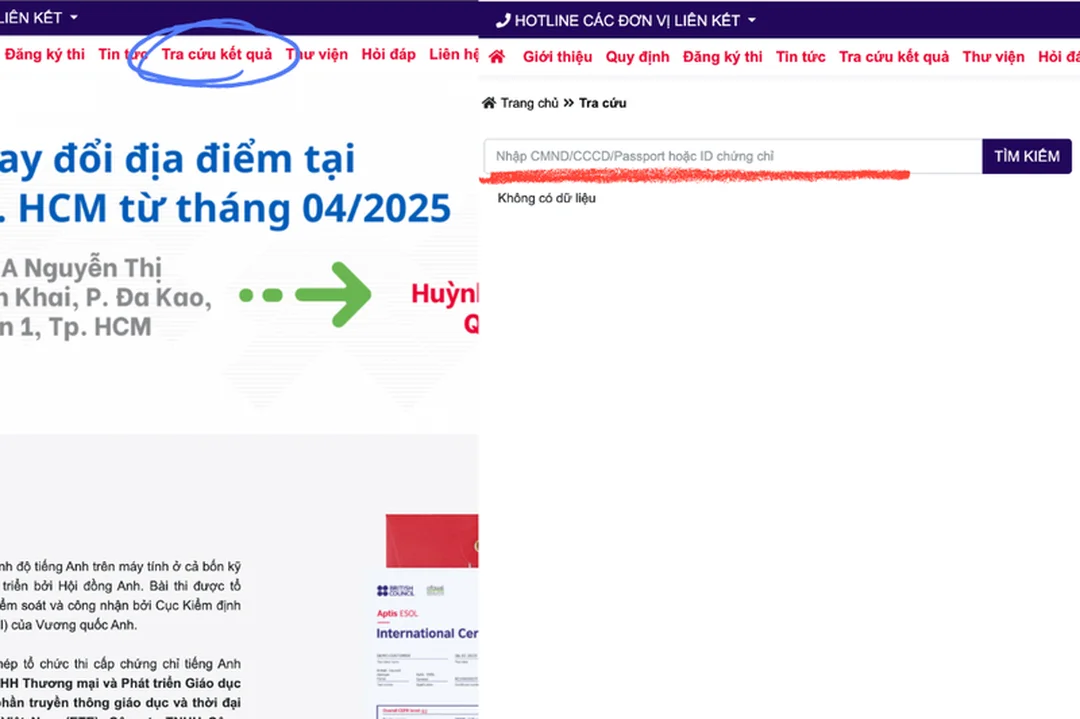 tra cứu điểm thi Aptis qua nhiều phương thức khác nhau