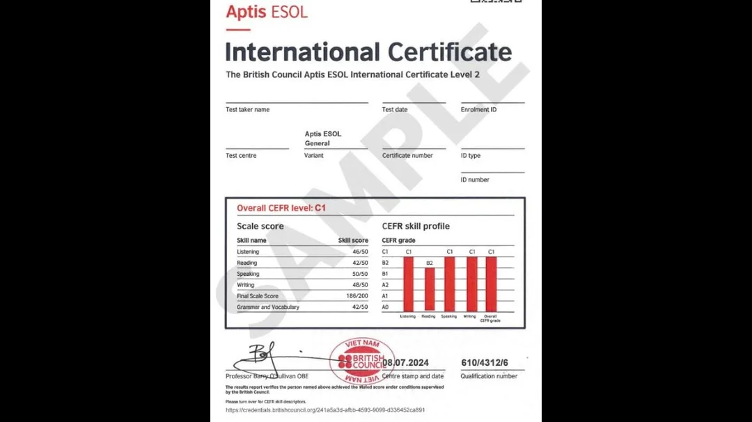 bài thi aptis mẫu giới thiệu cấu trúc Aptis General