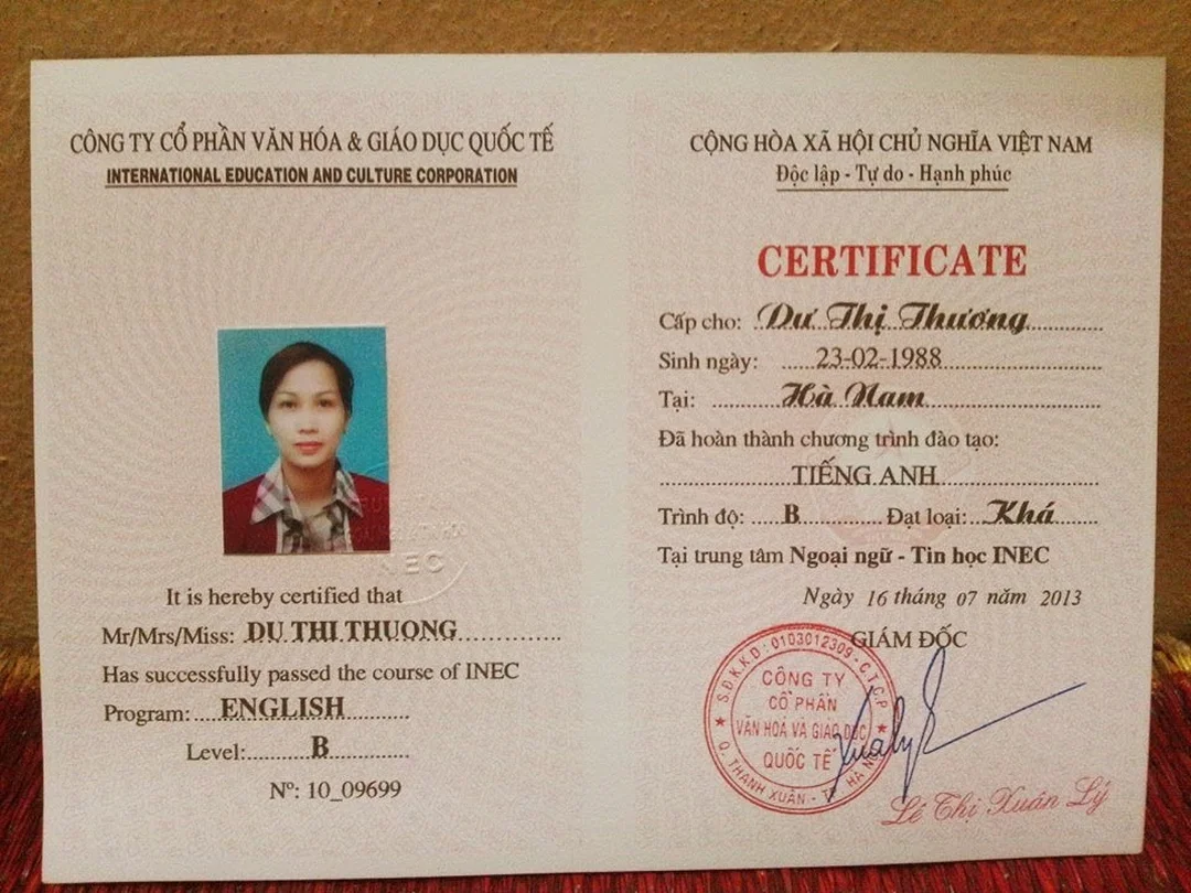 các trung tâm được cấp chứng chỉ tiếng anh và mẫu chứng chỉ cần đối chiếu