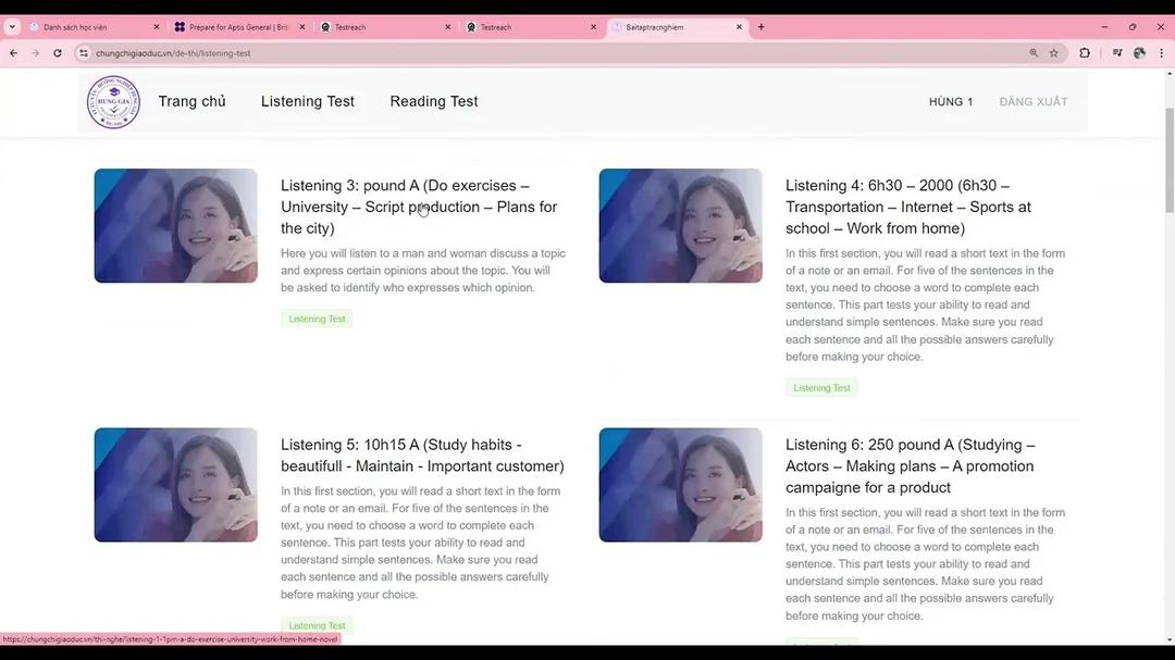 Hướng dẫn thi Aptis trên máy tính